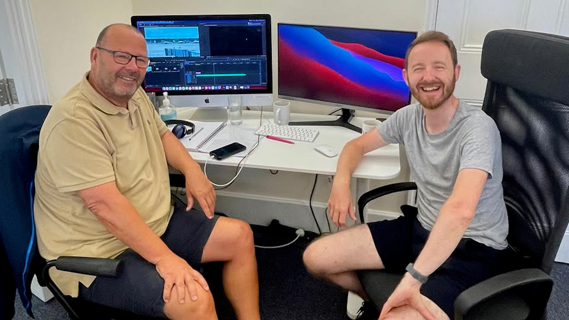 Man receiving video editing training.